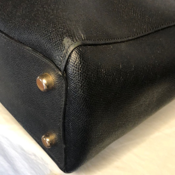 COACH Addison black shoulder tote # 91150. Cross grain leather. 3 compartments. - Picture 7 of 16